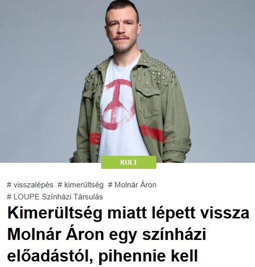 Kimerültség miatt lépett vissza Molnár Áron egy színházi előadástól, pihennie kell