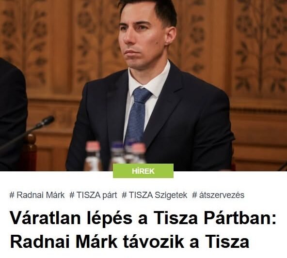 Váratlan lépés a Tisza Pártban: Radnai Márk távozik a Tisza Szigeteket éléről